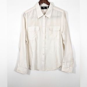 MG Silk Collection White Button Down Shirt 1X